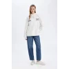 D6878 Oversize Fit Kapüşonlu Sırt Baskılı Sweatshirt