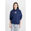 D6885 Coool Oversize Kapüşonlu Basic Sweatshirt
