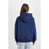 D6885 Coool Oversize Kapüşonlu Basic Sweatshirt
