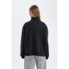 D7013 Loose Fit Yarım Fermuarlı Baskılı Sweatshirt