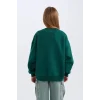 D7045 Oversize Fit Geniş Kalıp Bisiklet Yaka Üniversite Baskılı Sweatshirt