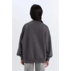 D7054 Oversize Geniş Kalıp Bisiklet Yaka Baskılı Sweatshirt