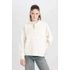 D7206 Oversize Fit Yarım Fermuarlı Sweatshirt