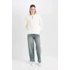 D7206 Oversize Fit Yarım Fermuarlı Sweatshirt
