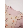 D7252 Kız Bebek 2li Takım Çiçekli Fitilli Kaşkorse Uzun Kollu Basic Tişört Elbise
