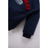 D7655 Erkek Bebek Bisiklet Yaka Baskılı Sweatshirt Beli Lastikli Eşofman Altı 2li Takım