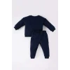 D7655 Erkek Bebek Bisiklet Yaka Baskılı Sweatshirt Beli Lastikli Eşofman Altı 2li Takım
