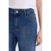 D8153 90s Wide Leg Yüksek Bel Uzun Jean Yıkamalı Pantolon