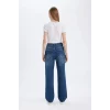 D8153 90s Wide Leg Yüksek Bel Uzun Jean Yıkamalı Pantolon
