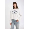 D8723 Boxy Fit Baskılı Kalın Casual Sweatshirt