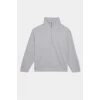 D9009 Yarım Fermuarlı Dik Yaka Basic Sweatshirt