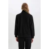 D9009 Yarım Fermuarlı Dik Yaka Basic Sweatshirt