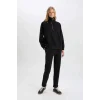 D9009 Yarım Fermuarlı Dik Yaka Basic Sweatshirt