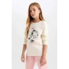 D9176 Snoopy Uzun Kollu Üst Beli Lastikli Uzun Alt Pijama Takımı