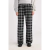 D9548 Pijama Pantolon Wide Leg Geniş Bol Paça Kareli Normal Bel Lastikli Cepli
