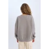 E1481 Loose Fit Bisiklet Yaka Baskılı Kalın Sweatshirt