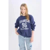E1494 Coool Loose Fit Bisiklet Yaka Baskılı Kalın Sweatshirt