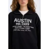 E1525 Oversize Geniş Kalıp Yarım Fermuarlı Sırt Baskılı Sweatshirt