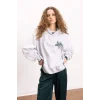 E1530 Coool Oversize Geniş Kalıp Slogan Baskılı Kalın Sweatshirt Kumaşı Sweatshirt