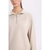 E1850 Regular Fit Yarım Fermuarlı Baskılı Casual Sweatshirt