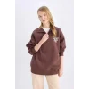 E2433 Coool Oversize Geniş Kalıp Basic Düz Sweatshirt