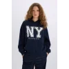 E3332 Loose Fit Kapüşonlu Baskılı Kalın Kumaş Sweatshirt