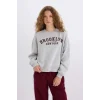 E3387 Loose Fit Bisiklet Yaka Baskılı Kalın Kumaş Sweatshirt