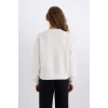 E3388 Loose Fit Bisiklet Yaka Baskılı Kalın Kumaş Sweatshirt