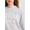 E3658 Oversize Geniş Kalıp Kapüşonlu Baskılı Kalın Sweatshirt Kumaşı Sweatshirt