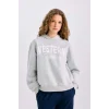 E3658 Oversize Geniş Kalıp Kapüşonlu Baskılı Kalın Sweatshirt Kumaşı Sweatshirt