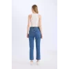 E4963 Mary Vintage Straight Fit Yüksek Bel Bilek Boy Jean Yıkamalı Pantolon