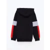 LCW Kids Siyah Kapüşonlu Baskılı Uzun Kollu Erkek Çocuk Sweatshirt