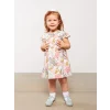 LCW baby Ekru Bisiklet Yaka Kısa Kollu Baskılı Kız Bebek Elbise