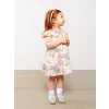 LCW baby Ekru Bisiklet Yaka Kısa Kollu Baskılı Kız Bebek Elbise