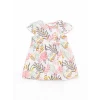 LCW baby Ekru Bisiklet Yaka Kısa Kollu Baskılı Kız Bebek Elbise