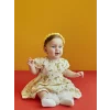 LCW baby Ekru Bisiklet Yaka Kısa Kollu Baskılı Kız Bebek Elbise