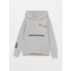 LCW Kids Gri Baskılı Uzun Kollu Erkek Çocuk Hoodie