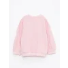 LCW baby Pembe Bisiklet Yaka Uzun Kollu Baskılı Kız Bebek Sweatshirt