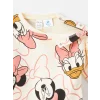 LCW baby Ekru Bisiklet Yaka Uzun Kollu Minnie Mouse Baskılı Kız Bebek Sweatshirt ve Tayt 2li Takım