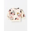 LCW baby Ekru Bisiklet Yaka Uzun Kollu Minnie Mouse Baskılı Kız Bebek Sweatshirt ve Tayt 2li Takım