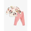 LCW baby Ekru Bisiklet Yaka Uzun Kollu Minnie Mouse Baskılı Kız Bebek Sweatshirt ve Tayt 2li Takım