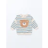 LCW baby Ekru Nakışlı Erkek Bebek Sweatshirt ve Pantolon 2li