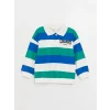 LCW baby Ekru Polo Yaka Uzun Kollu Baskılı Erkek Bebek Sweatshirt ve Pantolon 2li Takım