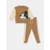 LCW baby Kahverengi Mickey Mouse Baskılı Erkek Bebek Eşofman Takım