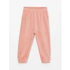 LCW baby Pembe Bisiklet Yaka Kadife Kız Bebek Pijama Takımı