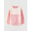 LCW baby Pembe Bisiklet Yaka Uzun Kollu Baskılı Kız Bebek Sweatshirt ve Eşofman Alt 2li Takım