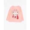 LCW baby Pembe Bisiklet Yaka Uzun Kollu Kız Bebek Pijama Takımı