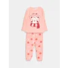 LCW baby Pembe Bisiklet Yaka Uzun Kollu Kız Bebek Pijama Takımı