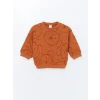 LCW baby Turuncu Bisiklet Yaka Uzun Kollu Baskılı Erkek Bebek Sweatshirt ve Eşofman Alt 2li Takım