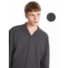 LCW Casual Antrasit Regular Fit Uzun Kollu Erkek Dokulu Gömlek